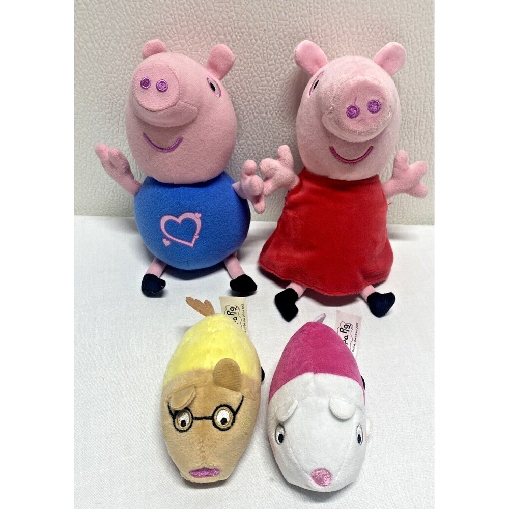 Peppa Pig & Friends Plush Lot of 4 oinks 2 mini bean red blue yellow stuffed toy
